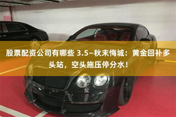 股票配资公司有哪些 3.5—秋末悔城：黄金回补多头站，空头施压停分水！