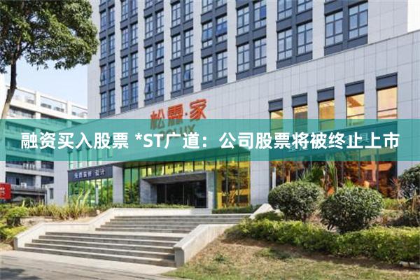 融资买入股票 *ST广道：公司股票将被终止上市