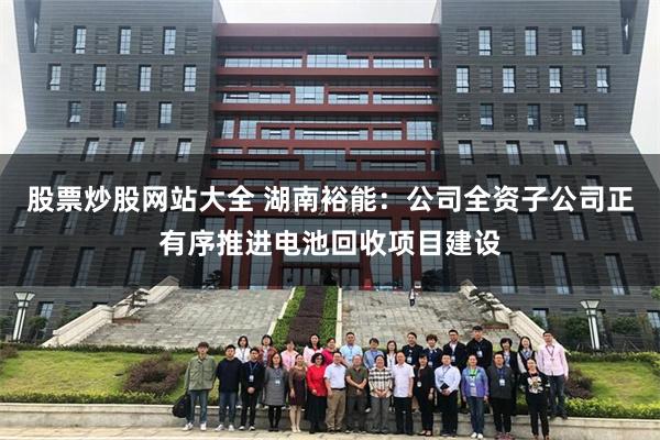 股票炒股网站大全 湖南裕能：公司全资子公司正有序推进电池回收项目建设